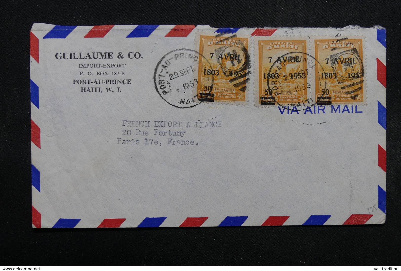 HAÏTI - Enveloppe Commerciale De Port Au Prince Pour Paris En 1953 , Affranchissement Plaisant - L 32619 - Haiti