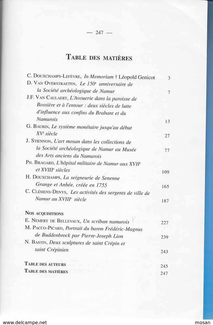 Annales De La Société Archéologique De Namur. Tome 70. 1996.. Bossière, Senenne.... - Belgique