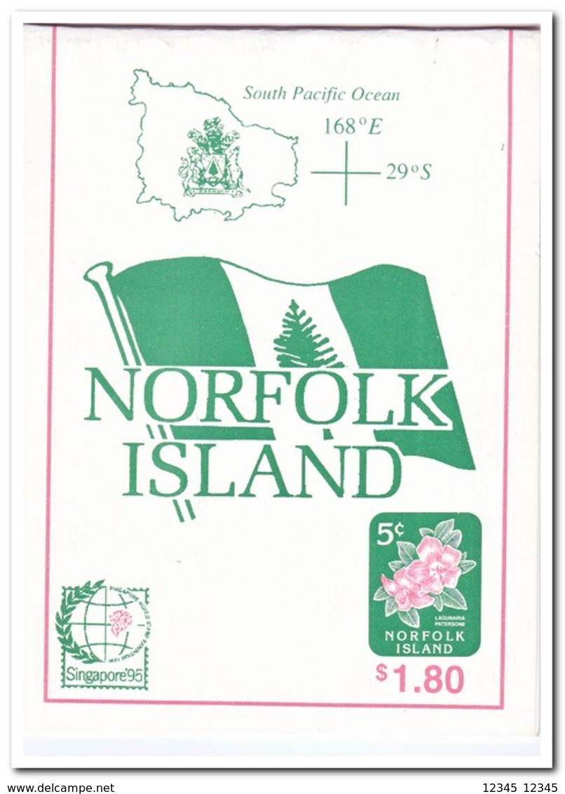 Norfolk Eiland, Singapore 1995, Postfris MNH, Flowers ( Booklet, Carnet ) - Norfolk Eiland
