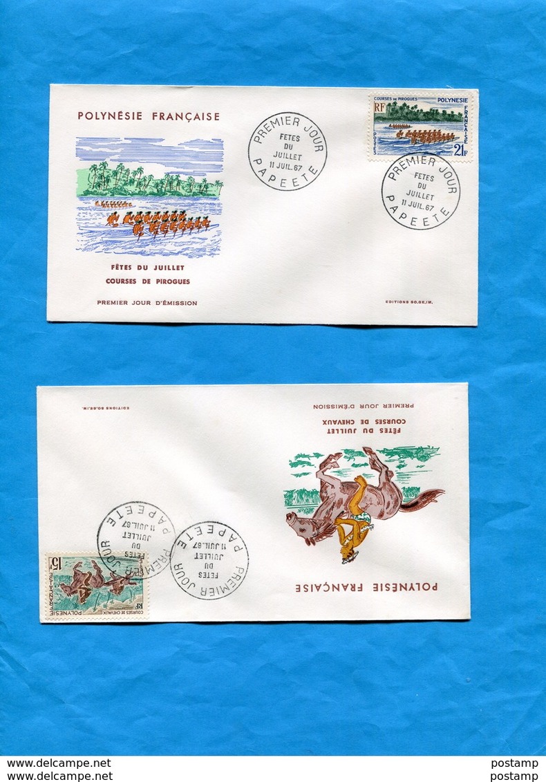 POLYNESIE Française -lot De Enveloppe FD C 1967 Fêtes Du 11 Juillet -stamp N°48à 51sports -javelot-course Pirogues Etc.. - Covers & Documents