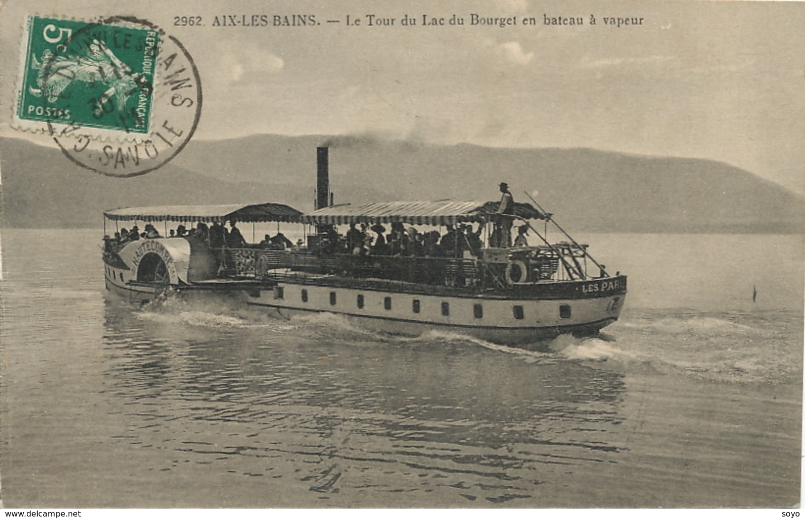 Bateau à Aube  " Hautecombe " Sur Lac Du Bourget . Paddle Boat  Envoi à Mignerettes Par Corbeilles Du Gatinais Loiret - Ferries