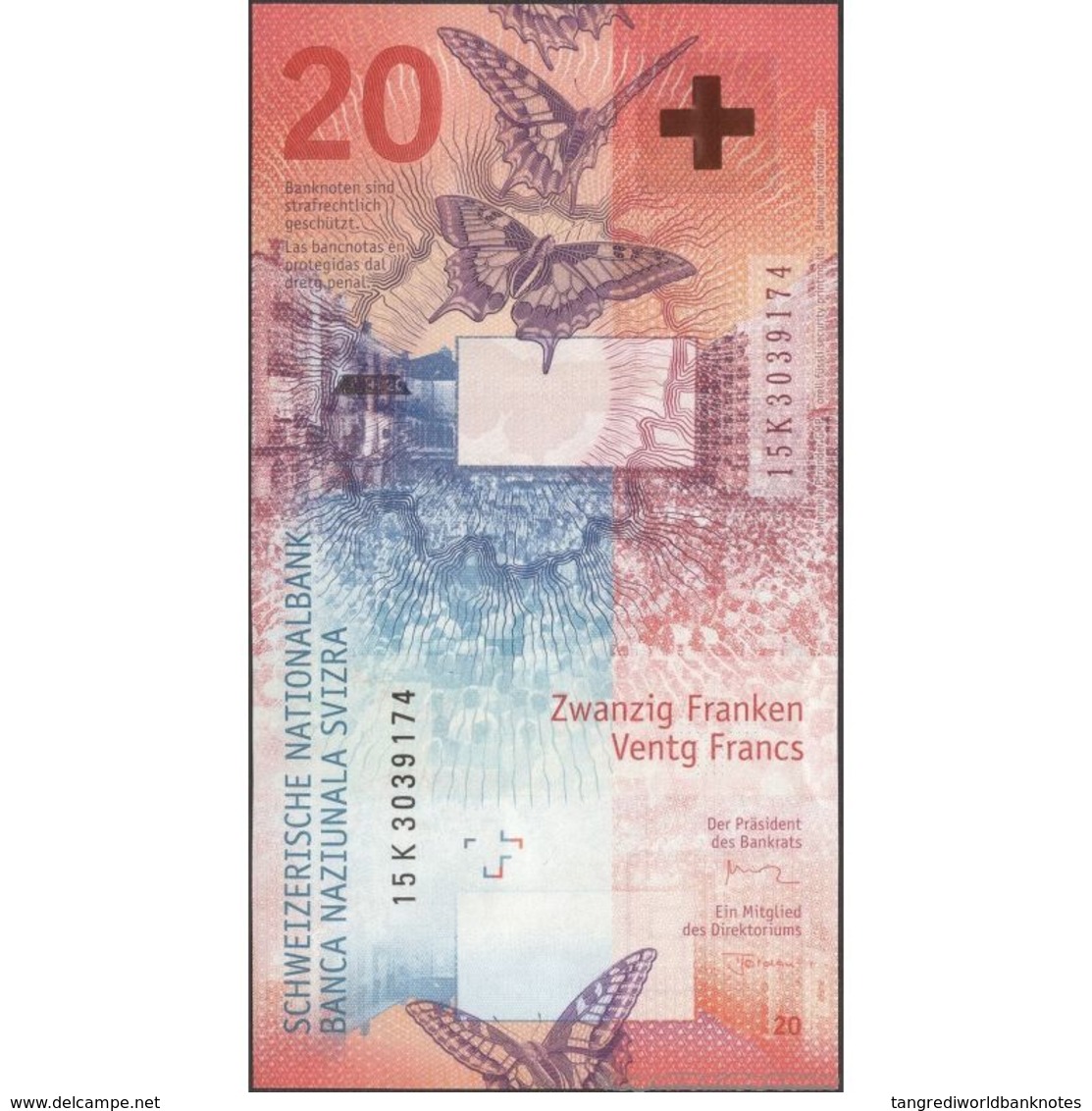 TWN - SWITZERLAND 76a - 20 Francs 2015 (2017) Prefix K - Signatures: Studer & Jordan UNC - Switzerland