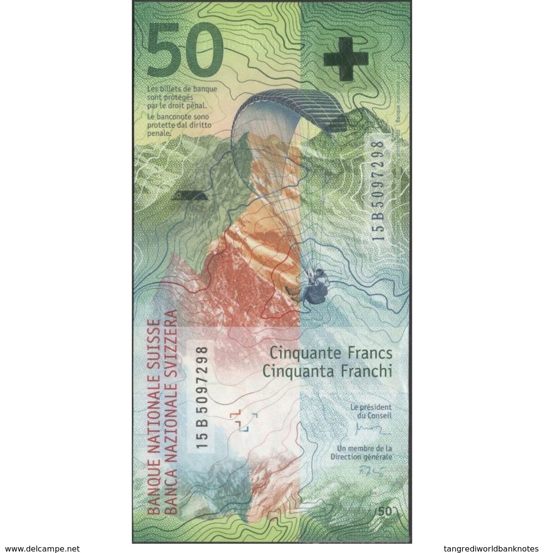 TWN - SWITZERLAND 77c - 50 Francs 2015 (2016) Prefix B - Signatures: Studer & Zurbrügg UNC - Svizzera