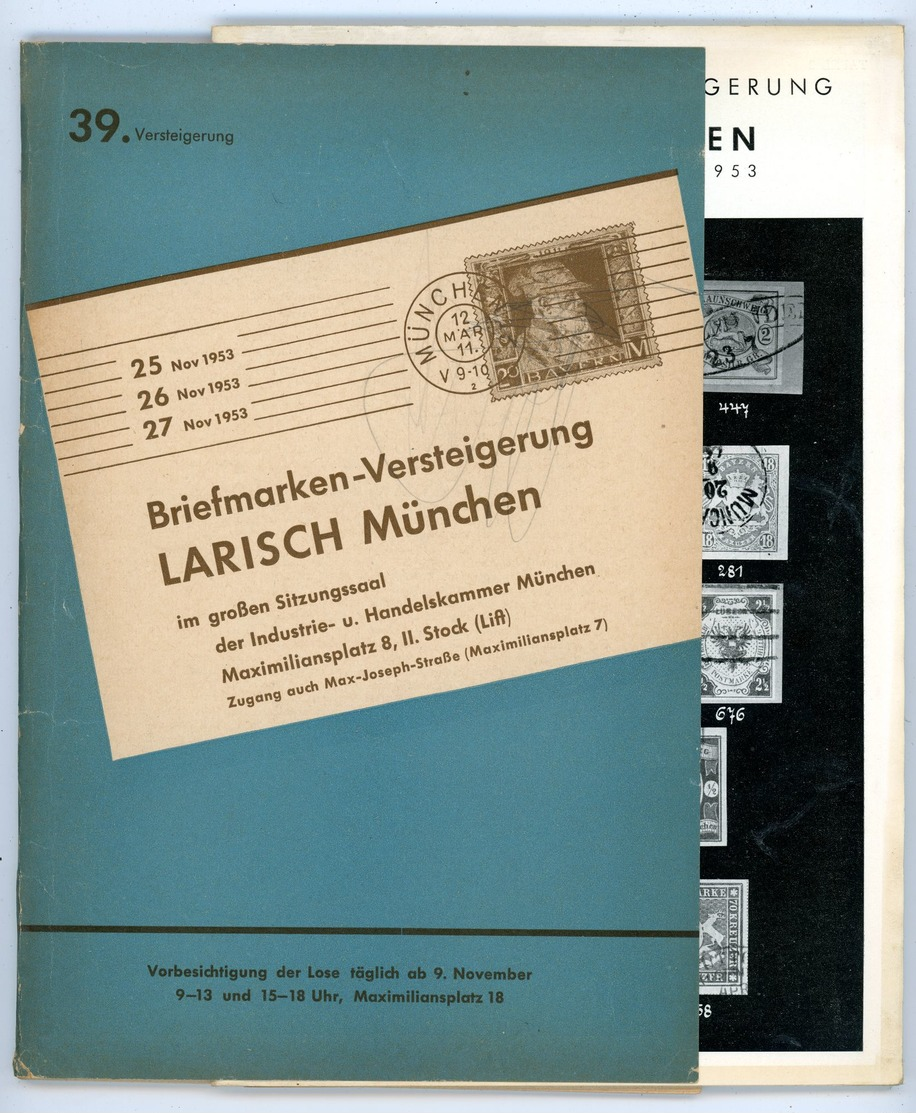 39. Larisch Auktion München 1953 - Früher Katalog - Catalogi Van Veilinghuizen