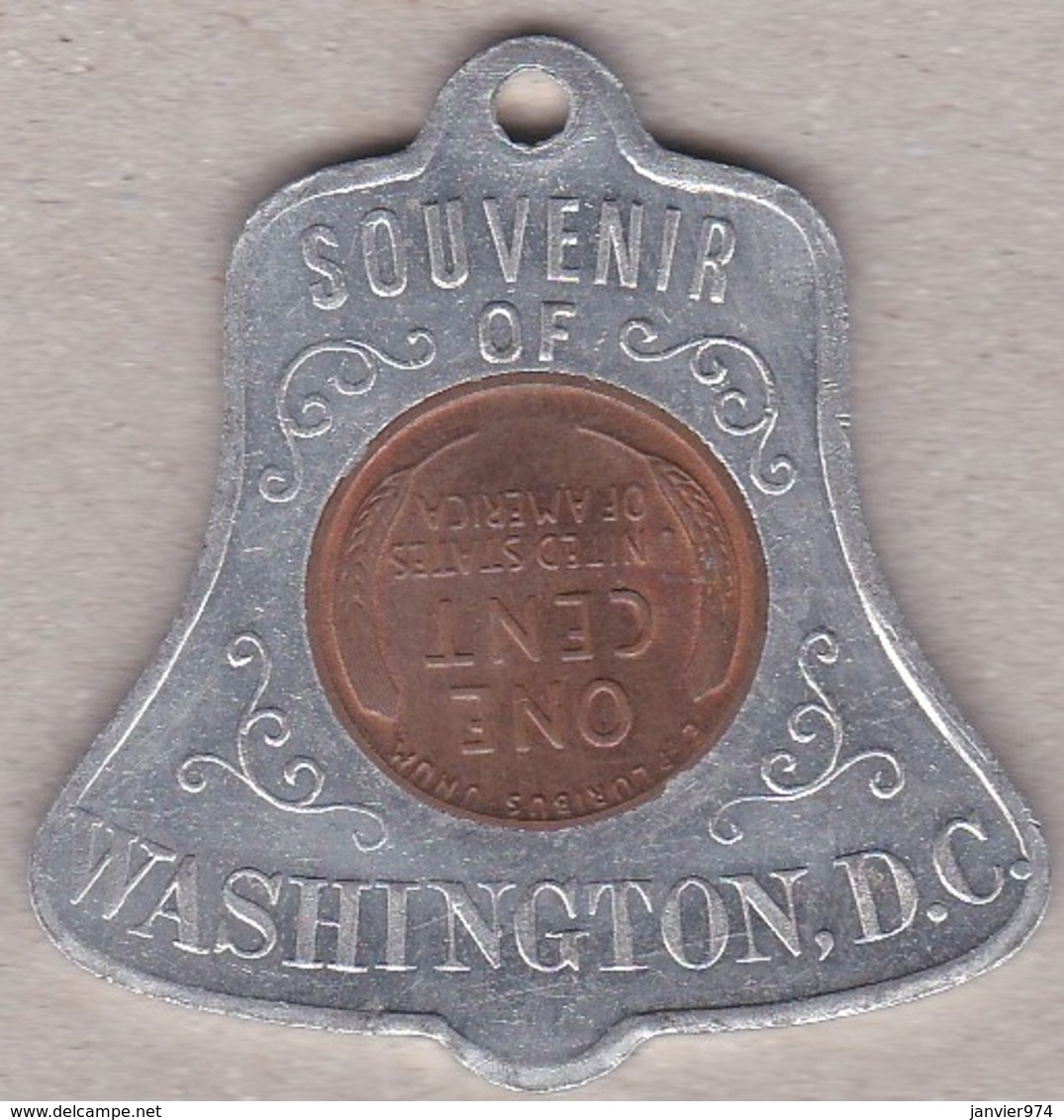 Médaille Souvenir Of WASHINGTON D.C. En Aluminium Avec One Cent 1930 - Otros & Sin Clasificación