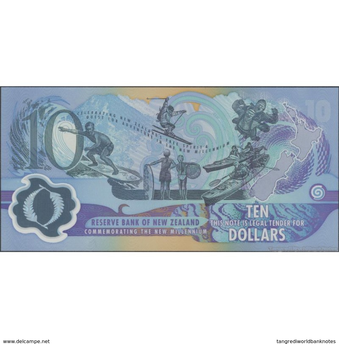 TWN - NEW ZEALAND 190b - 10 Dollars 2000 Polymer - Comm. New Millennium - Prefix NZ - Signature: Brash - Folder UNC - Nuova Zelanda