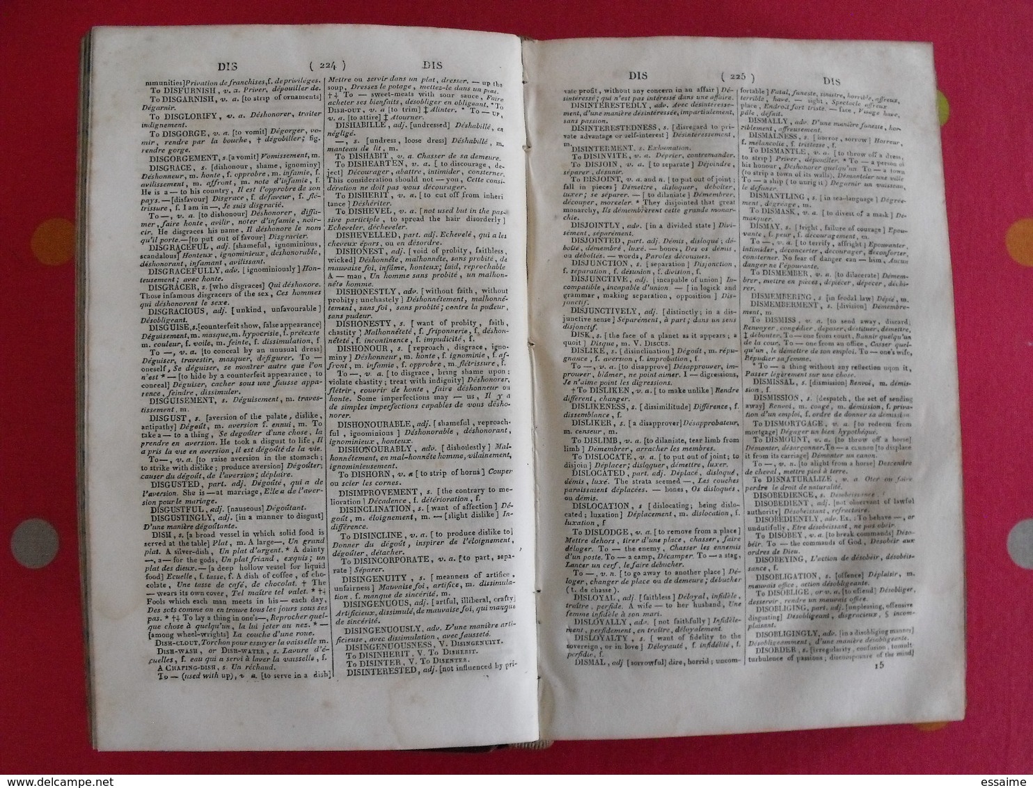 dictionnaire français-anglais et anglais-français (2 tomes). chambaud boyer boniface. belin-mandar Paris 1843