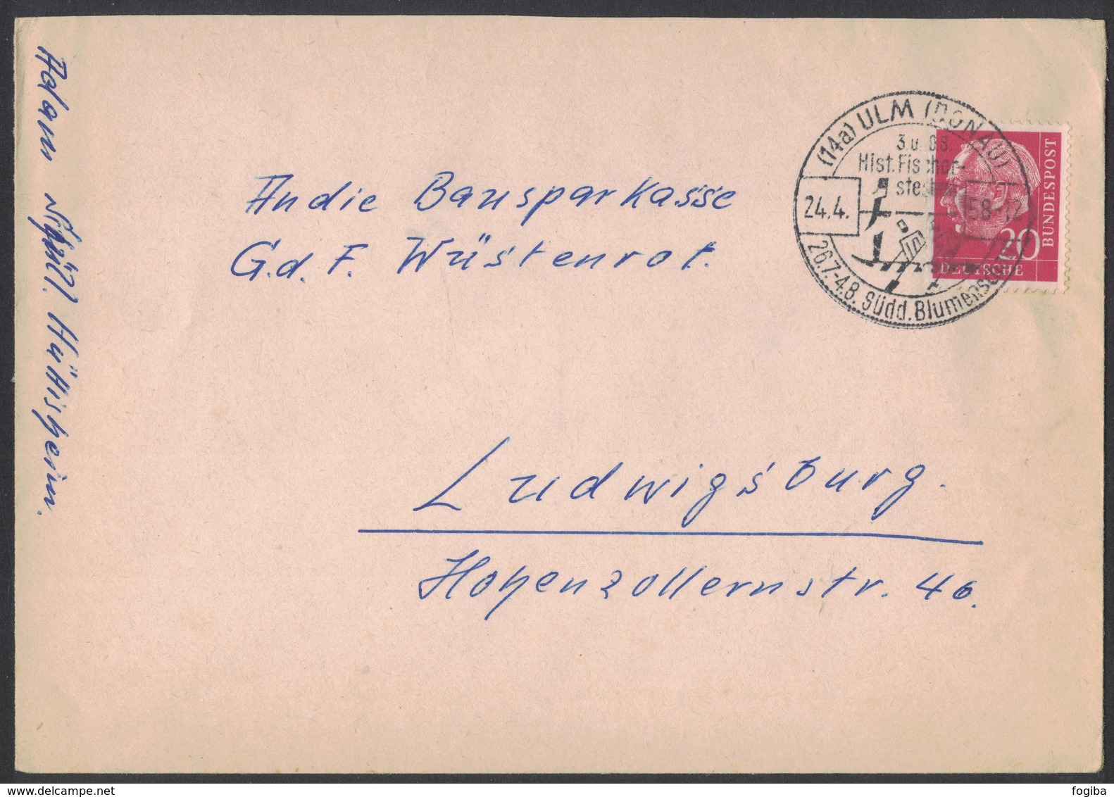 RB34   Germany 1958 Ulm Commemorative Postmark, Envelope To Ludwigsburg - Storia Postale