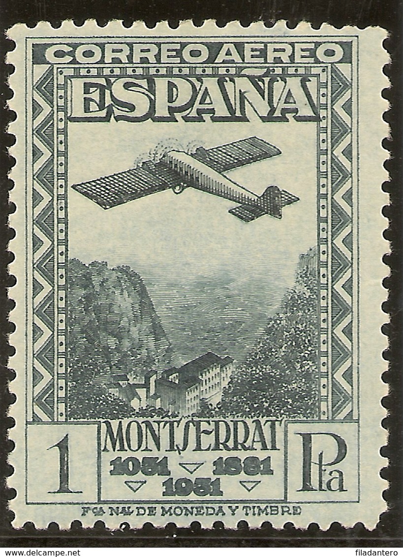 España Edifil 654* Mh 1 Peseta Pizarra  Centenario Monserrat  1931  NL747 - Nuevos