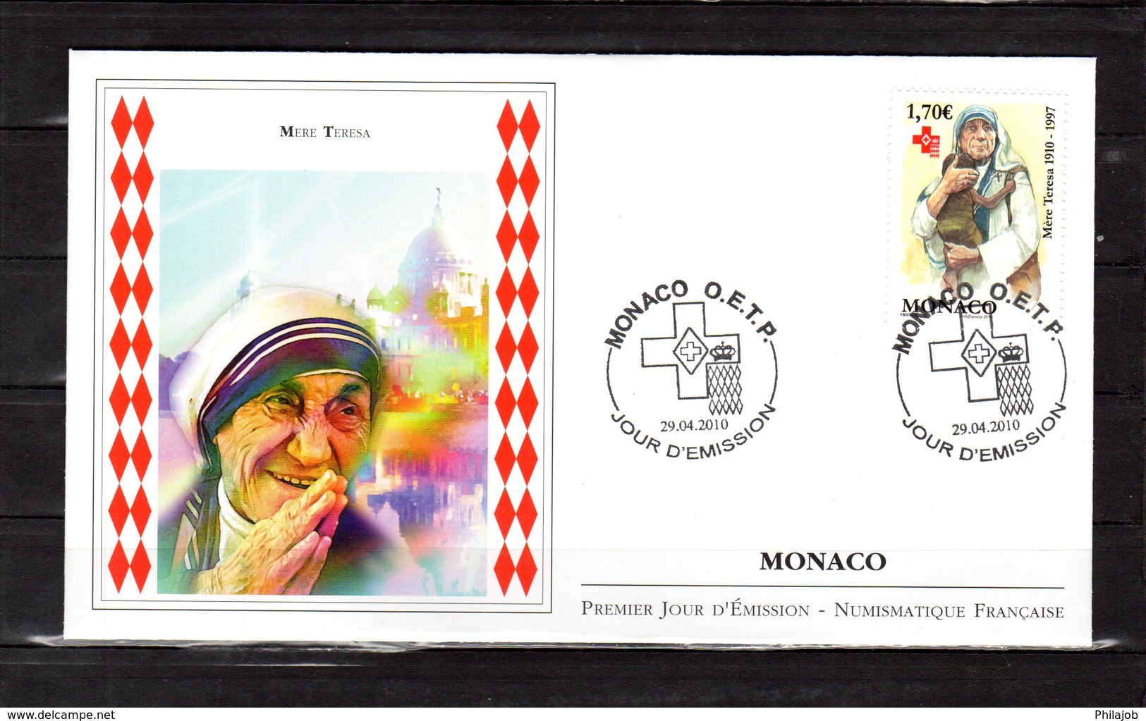 " MERE TERESA " Sur Enveloppe 1er Jour De MONACO De 2010. N° YT 2735. FDC - Mère Teresa