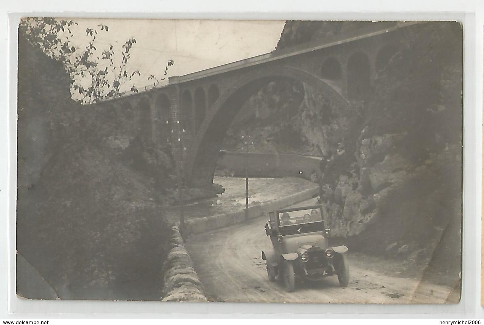 Carte Photo Viaduc Route Tacot Auto Voiture 1913 Région De La Mure Isère 38 ? - To Identify