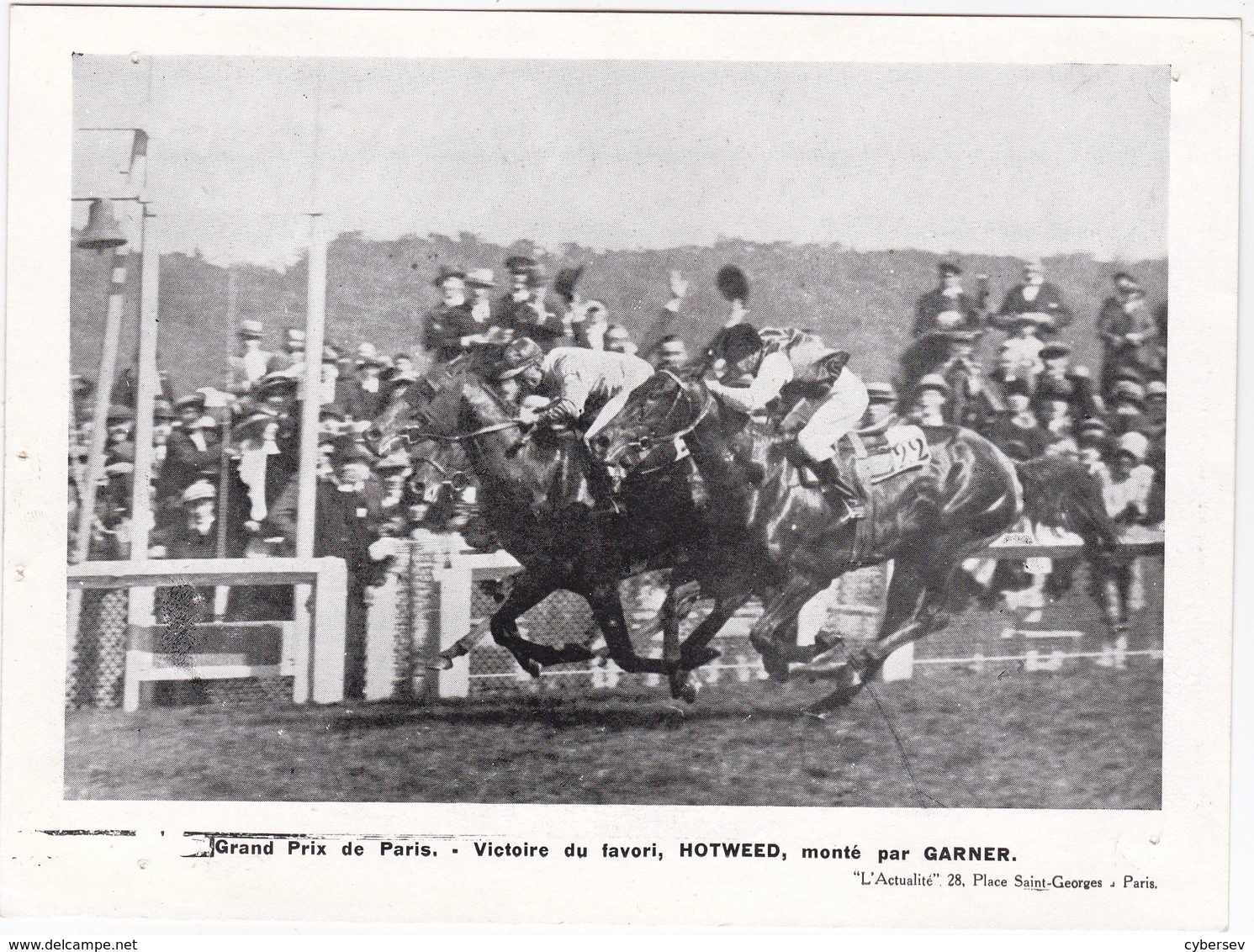 Grand Prix De Paris - Victoire Du Favori, HOTWEED, Monté Par GARNER - 19 X 14 Cm - Reiten