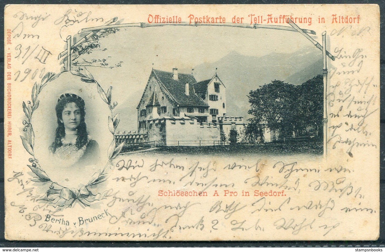 1900 Switzerland Offizielle Postkarte Der Tell-Aufführung In Altdorf. Arth - Wolfenschiessen - Covers & Documents