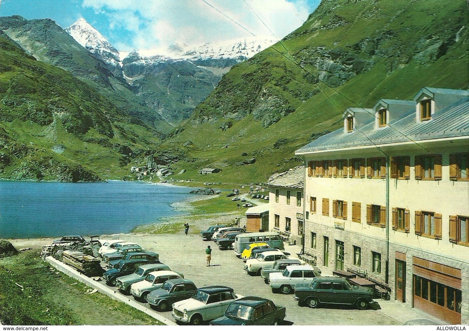 4336 "LAGO DI MALCIAUSSIA M.1800-ALBERGO VULPOT" ANIMATA - AUTO ANNI '50/60-TIMBRO ALBERGO-CART. POST ORIG..SPEDITA 1987 - Altri & Non Classificati