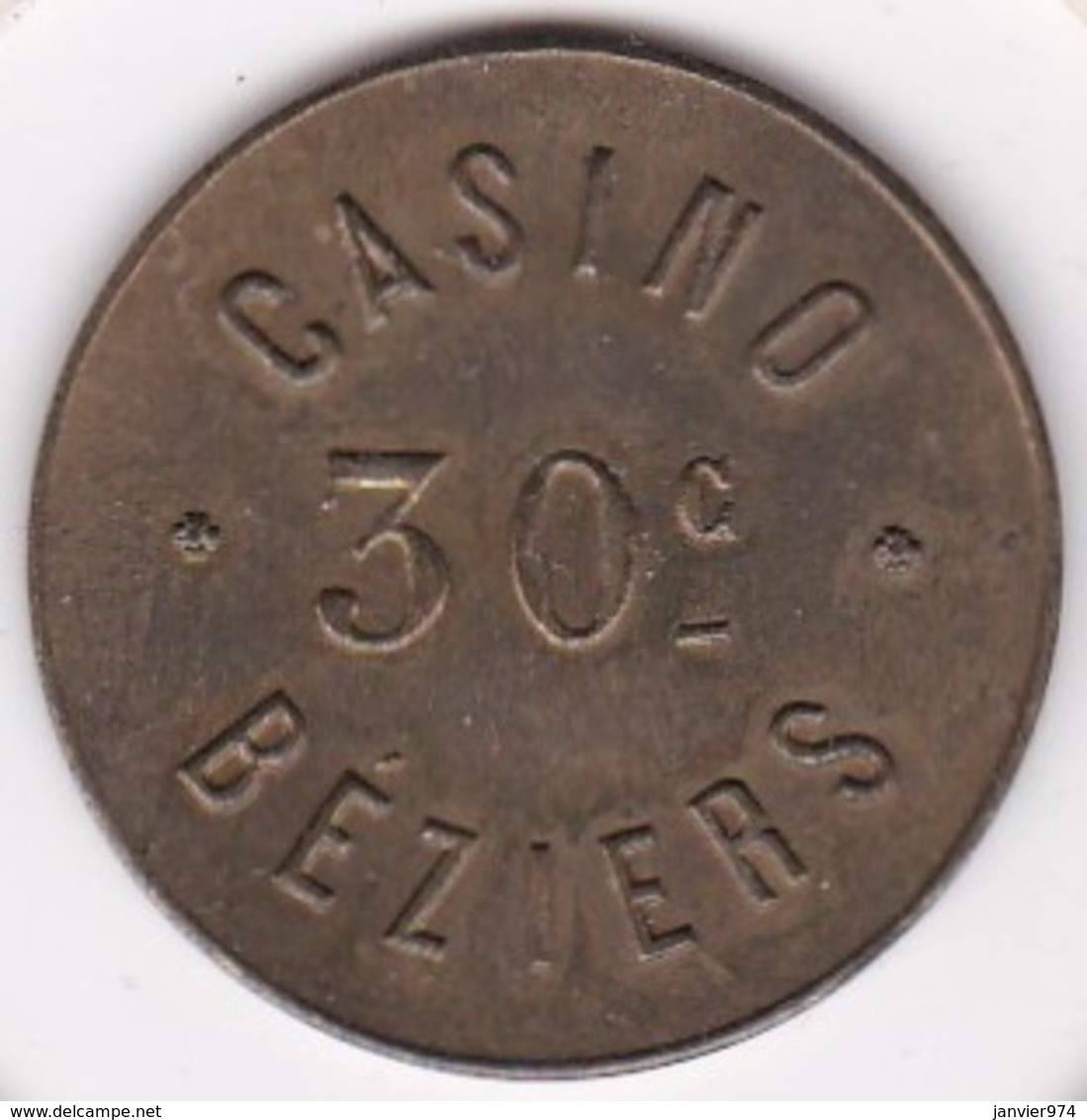 34. Hérault. Casino De Béziers. 30 Centimes, En Laiton - Casino