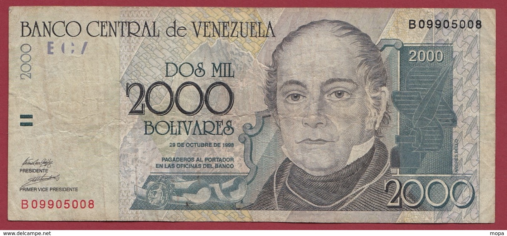 Venezuela 2000 Bolivares Du 29/10/1998 Dans L 'état - Venezuela