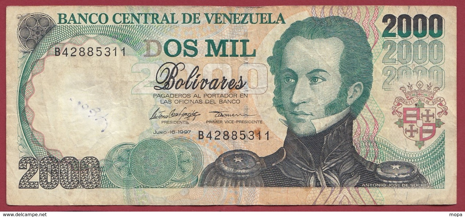 Venezuela 2000 Bolivares Du 16/06/1997 Dans L 'état - Venezuela