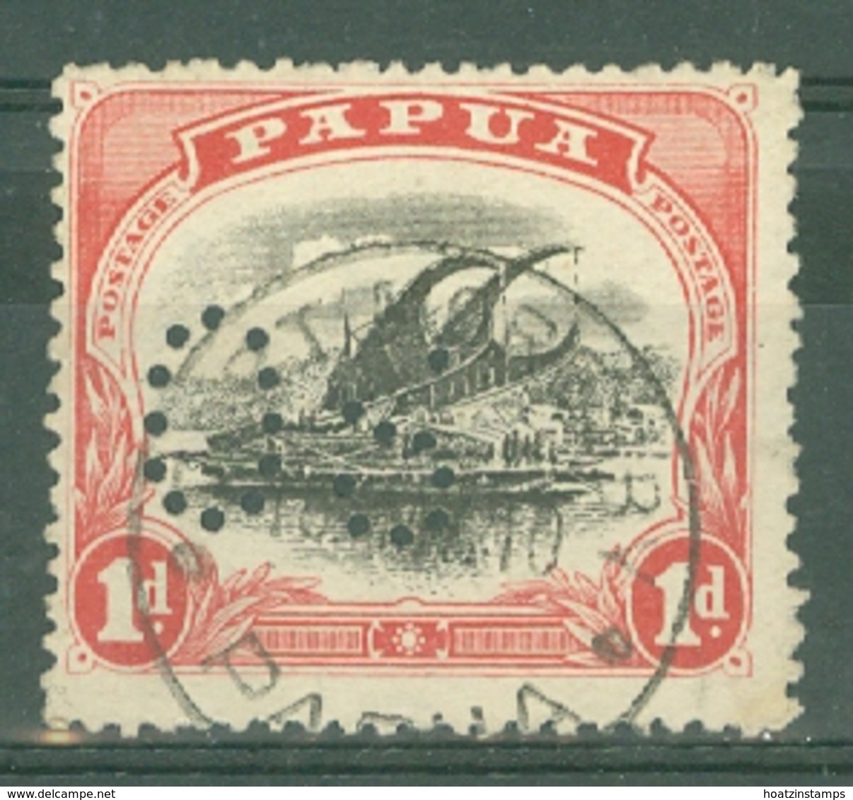 Papua New Guinea: 1908/10   Official - Lakatoi - Punctured 'OS'    SG O22     1d      Used - Papua New Guinea