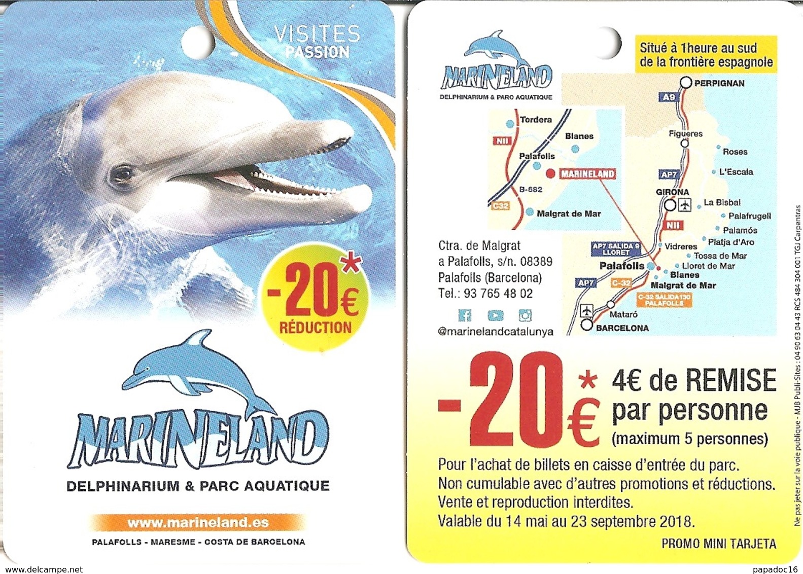 Fiche Touristique Visites Passion - Marineland : Delphinarium & Parc Aquatique - Palafolls [Espagne] 2018 - [dauphin] - Other & Unclassified