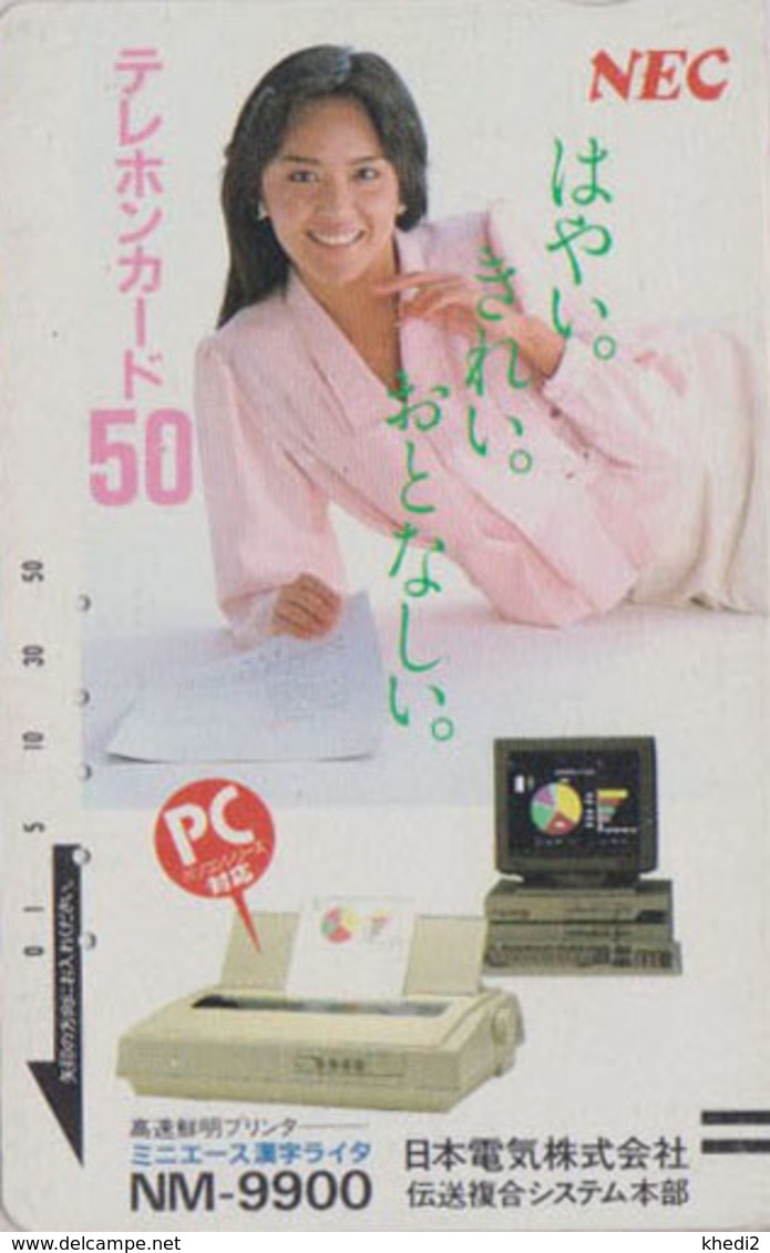 Télécarte Ancienne Japon / 110-2049 - FEMME * Orcinateur NEC * WOMAN GIRL & Computer Japan Front Bar Phonecard / A  3866 - Japan