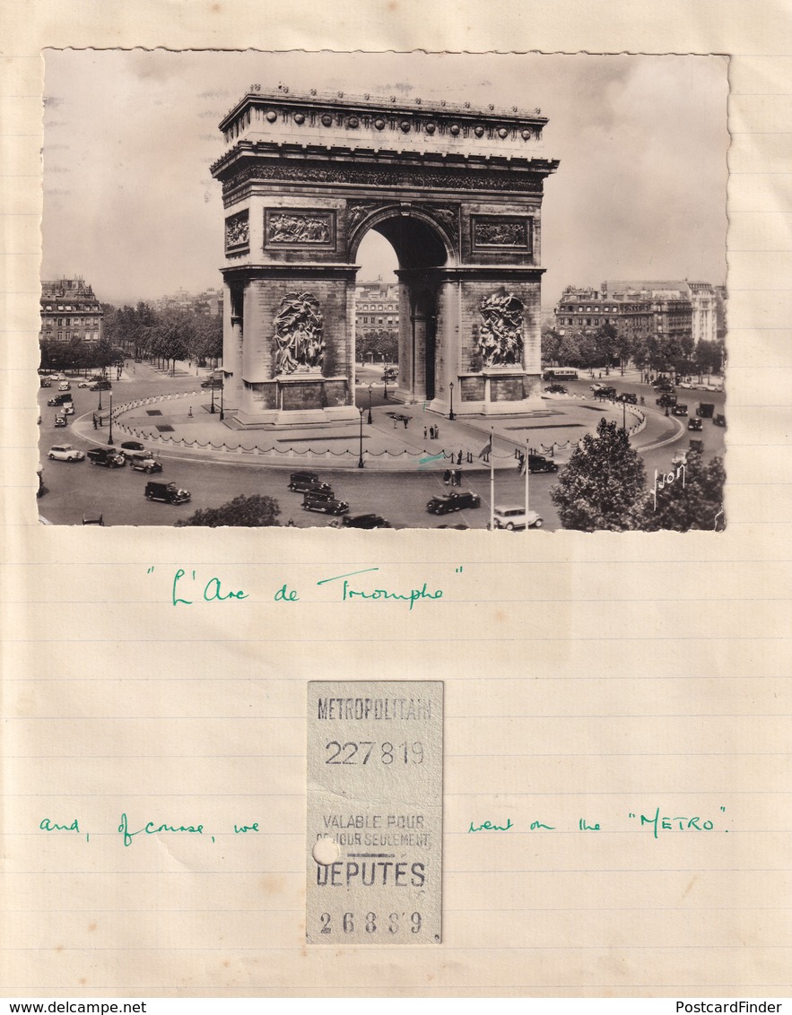 Metro Train Ticket To Arc De Triomphe Grand Hotel D'Europe Paris WW2 Ephemera - Tickets - Vouchers