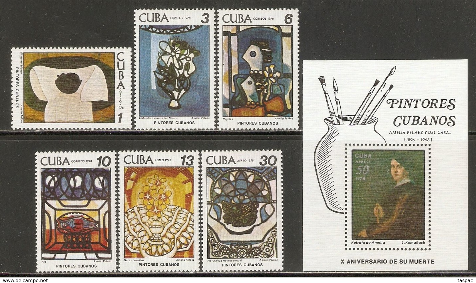 1978 Mi# 2337-2342, Block 56 ** MNH - Paintings By Amelia Pelaez Del Casal - Unused Stamps