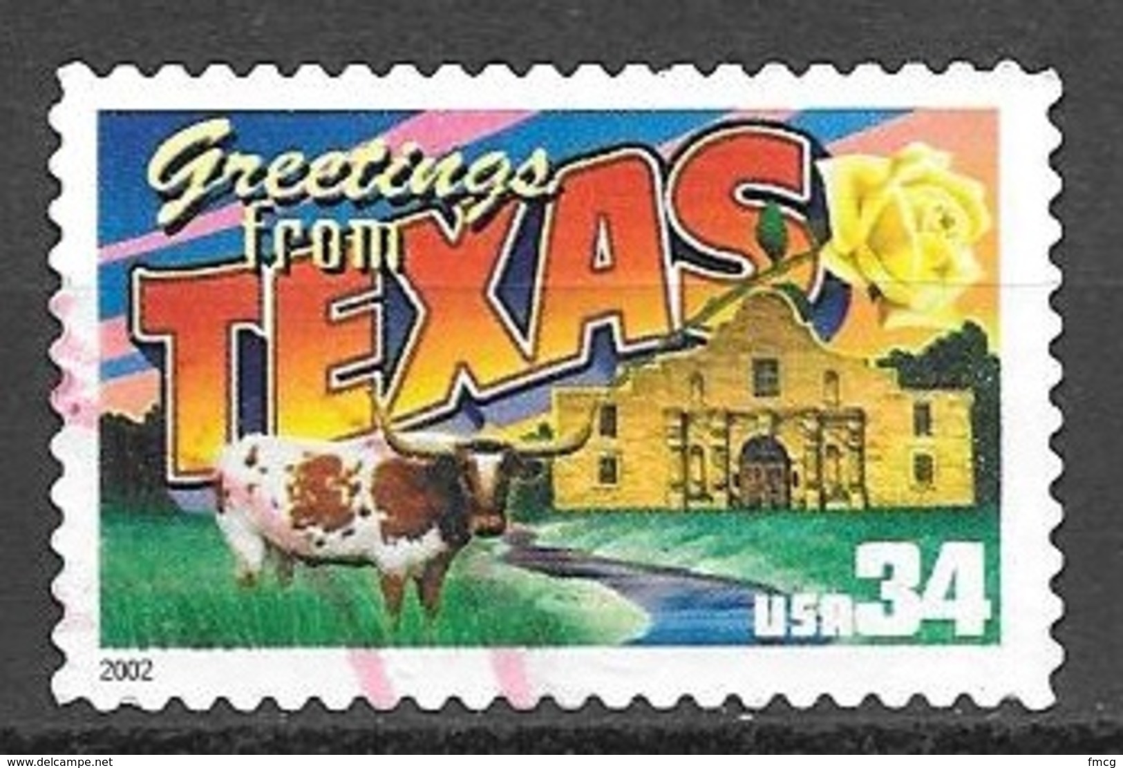 2002 34 Cents State Greetings, Texas, Used - Used Stamps