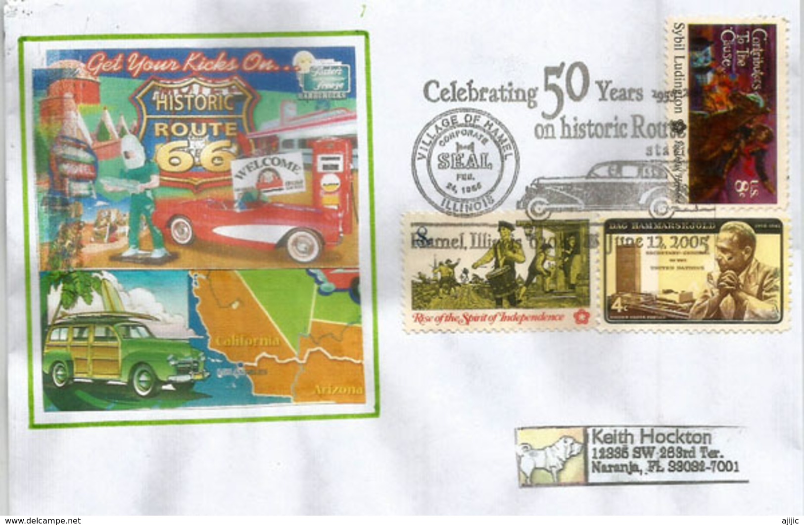 USA. Celebrating 50 Years Historic Route 66 (Main Street Of America) Chicago-to-Los Angeles. Special Letter - Event Covers