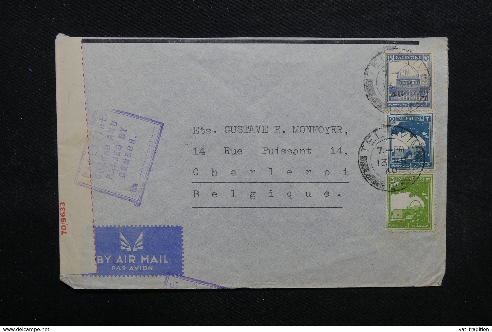 PALESTINE - Enveloppe De Tel Aviv Pour La Belgique En 1940 Avec Contrôle Postal - L 32719 - Palestine