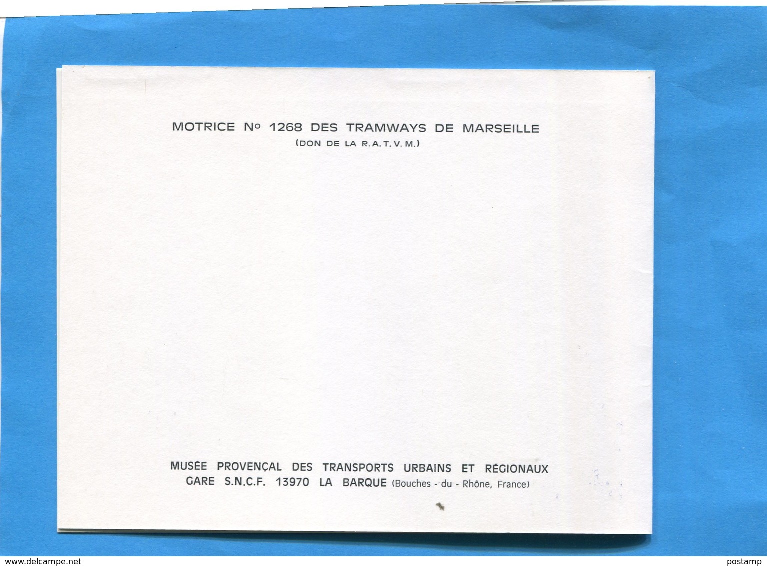 TRAMWAY-MARSEILLE -Motrice N°1268-Carte Double+ D'invitation -expo Du Cinquantenaire R  T M Dec 2000 - Altri & Non Classificati