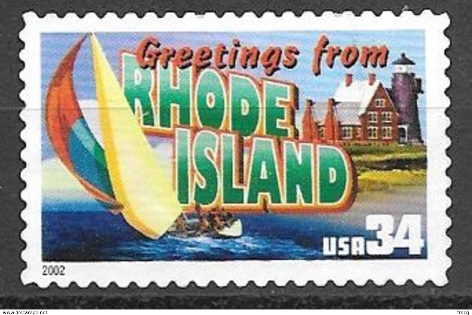 2002 34 Cents State Greetings, Rhode Island, Used - Used Stamps