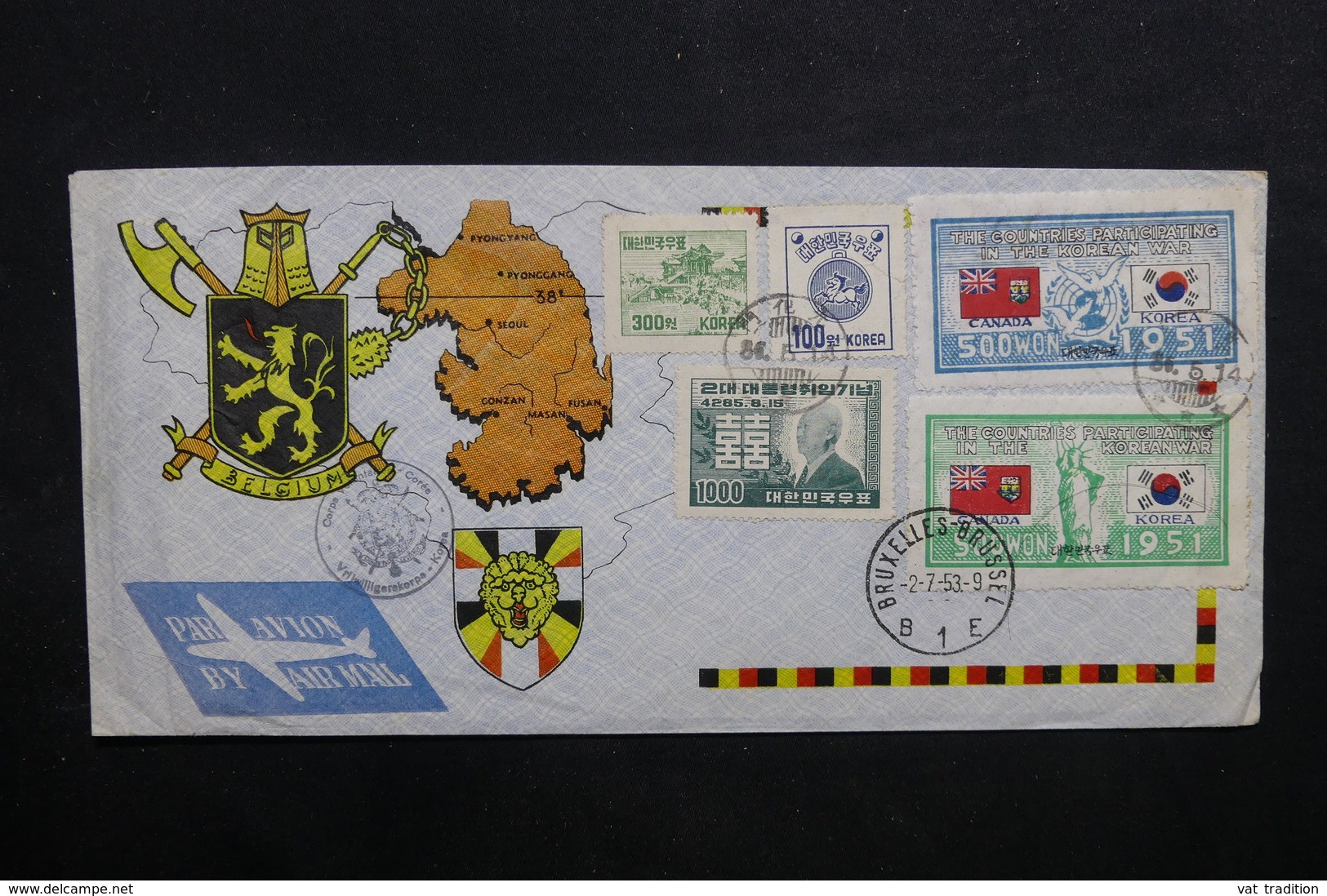 COREE - Enveloppe Souvenir Pour La Belgique En 1953 - L 32723 - Korea (Zuid)