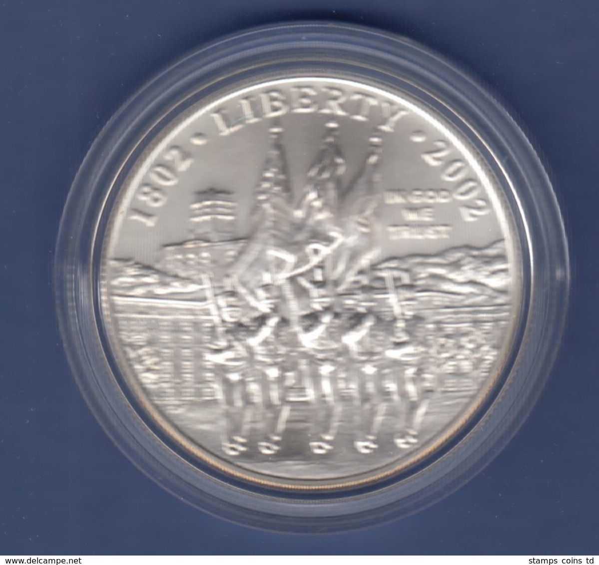 USA 2002 1$ Silber-Gedenkmünze 200 Jahre Militärakademie Westpoint MS / Stgl - Sonstige & Ohne Zuordnung