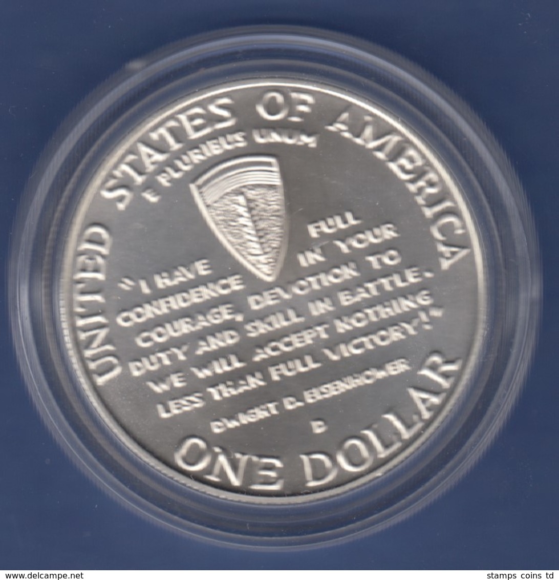 USA 1991-95 1$ Silber-Gedenkmünze 50 Jahre 2. Weltkrieg, D-Day 1944 MS / Stgl - Sonstige & Ohne Zuordnung