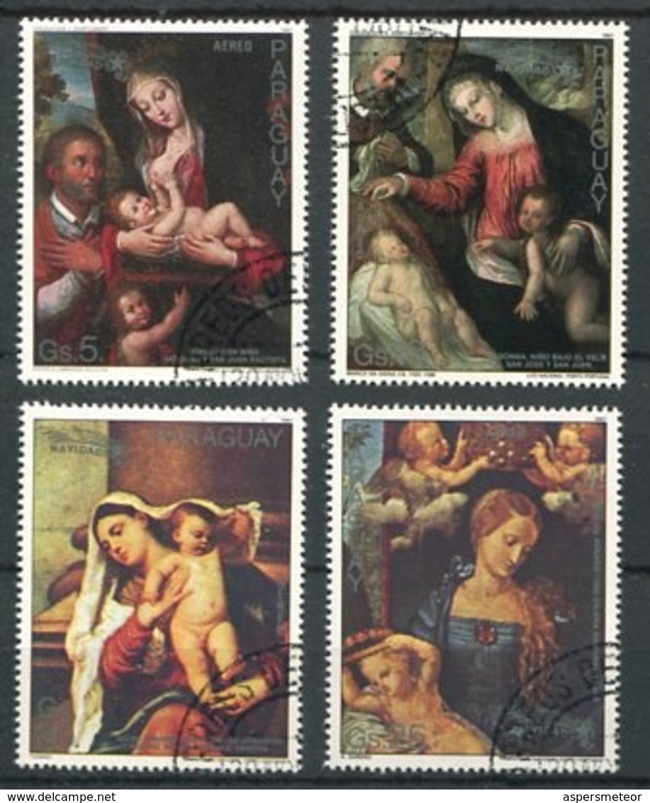 NAVIDAD XMAS CHRISTMAS NOEL, VIRGEN CON EL NIÑO JESUS. PARAGUAY 1987 YVERT 1065 / 1069 COMPLETE SERIE OBLITERES -LILHU - Paraguay