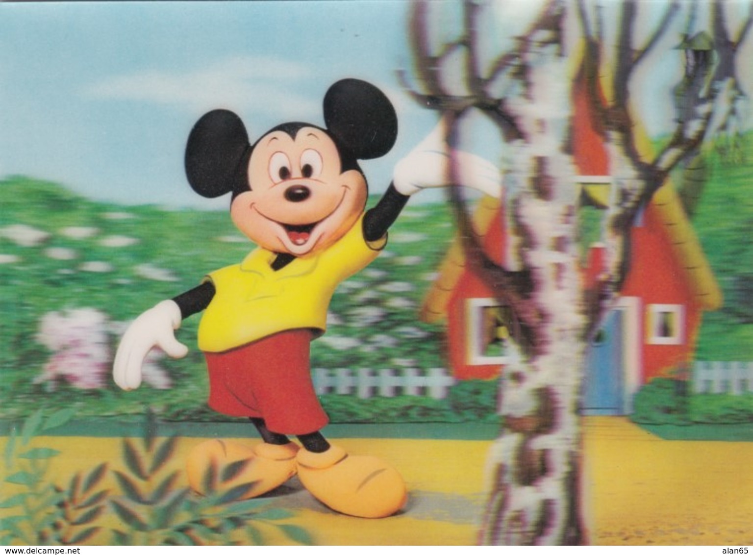 Disney Theme, Greetings From Mickey Mouse, 3-D Lenticular C1970s Vintage Postcard - Other & Unclassified