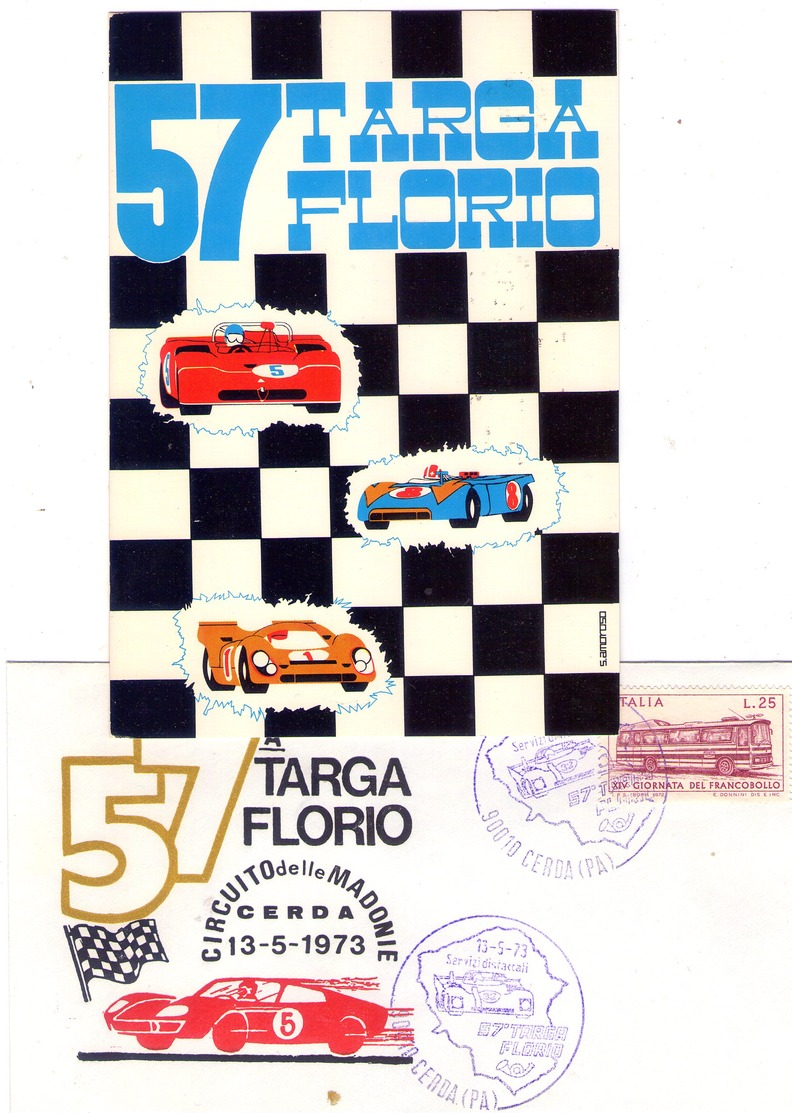 ITALIA  57^ Targa Florio   Lotto Di 2 Pezzi   Busta + Cartolina Con Annulli - Palermo