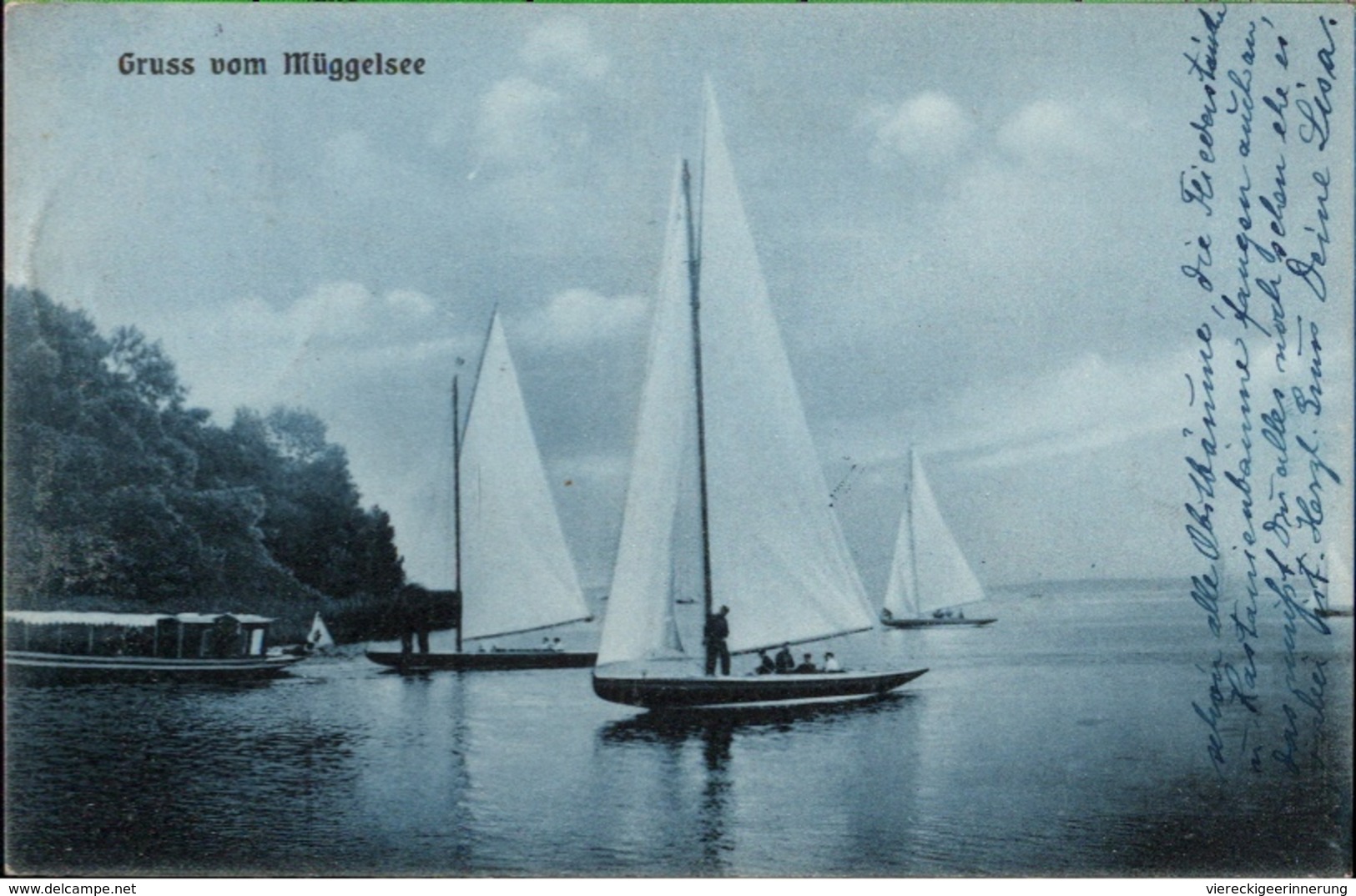 ! Alte Ansichtskarte Gruss Vom Müggelsee, 1909, Stempel Rahnsdorfer Mühle - Müggelsee