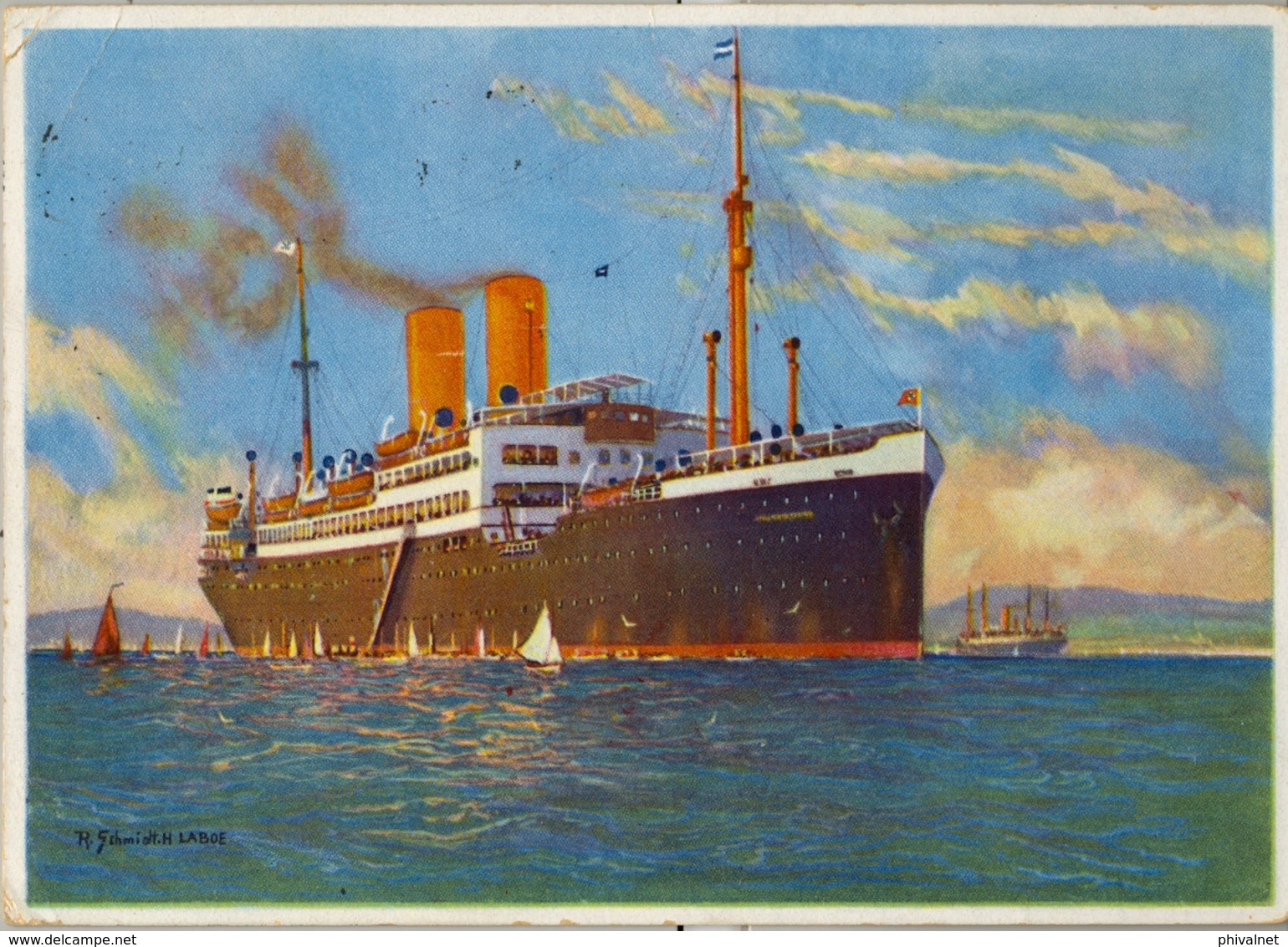 1935 BARCOS / SHIPS , TARJETA POSTAL  CIRCULADA , NORDDEUTSCHER LLOYD BREMEN " SIERRA CÓRDOBA " - Sleepboten