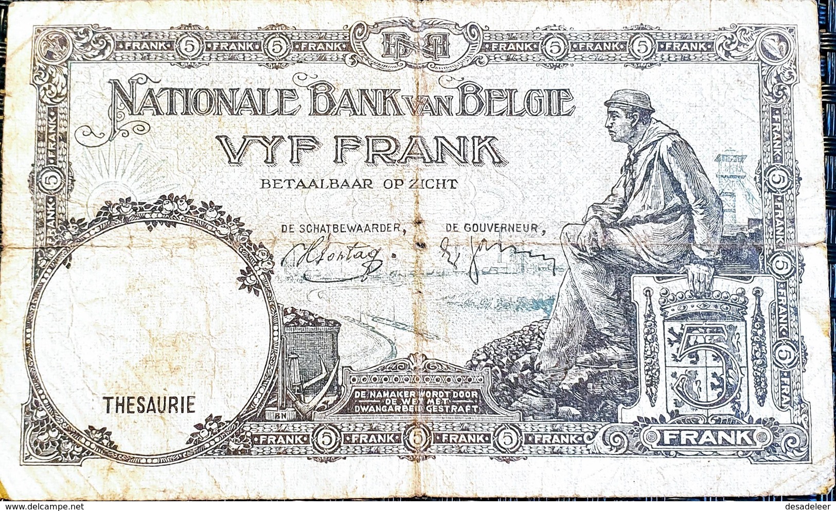 Belgium 5 Francs 1938 - 5 Franchi