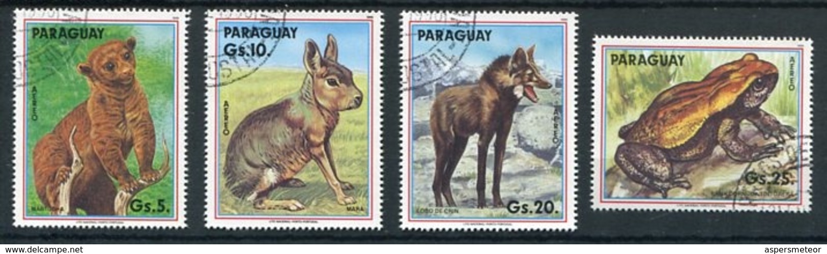 ANIMALES SILVESTRES WILD ANIMALS ANIMAUX SAUVAGES. PARAGUAY 1990 YVERT 1157 / 1161 COMPLETE SERIE OBLITERES - LILHU - Paraguay