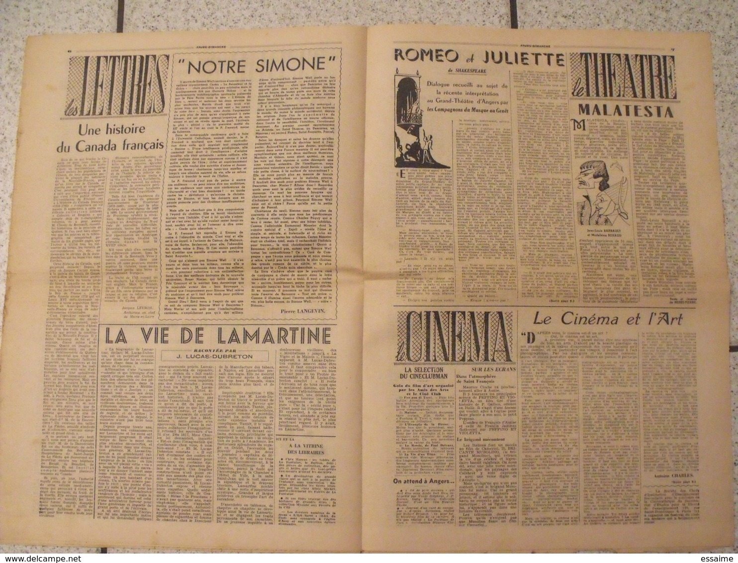 16 Revues Anjou-Dimanche De 1951. 1ère Année, N° 1 à 16 (collection Complète ?). Angers. Très Rare Hebdo Local. Barangé - Pays De Loire