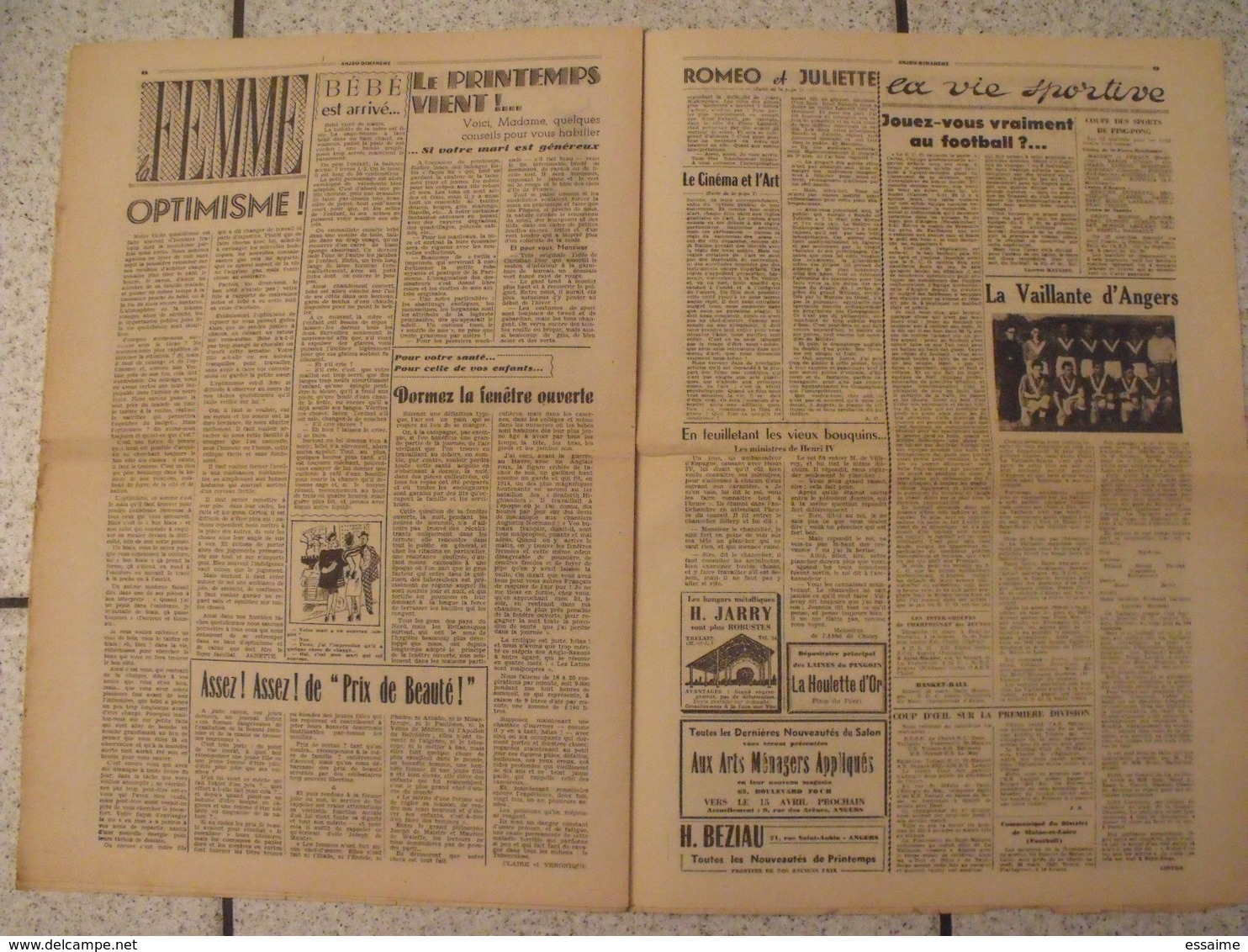 16 revues Anjou-Dimanche de 1951. 1ère année, n° 1 à 16 (collection complète ?). Angers. très rare hebdo local. barangé