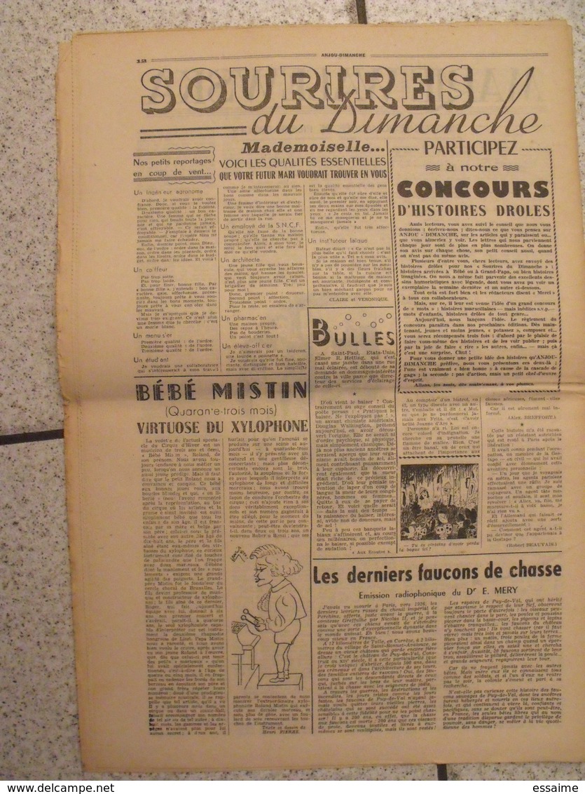 16 revues Anjou-Dimanche de 1951. 1ère année, n° 1 à 16 (collection complète ?). Angers. très rare hebdo local. barangé