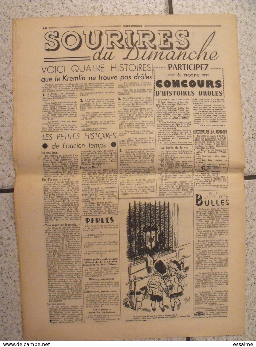 16 revues Anjou-Dimanche de 1951. 1ère année, n° 1 à 16 (collection complète ?). Angers. très rare hebdo local. barangé