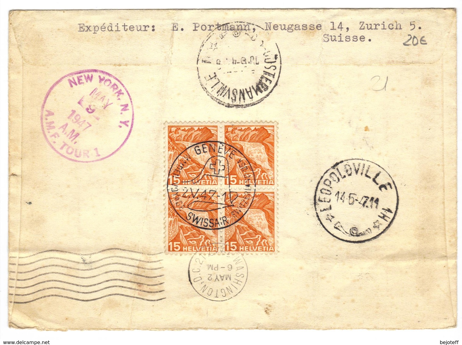 Belgisch Belgian Congo Belge Airmail Express Incoming Masisi From Geneva - Storia Postale