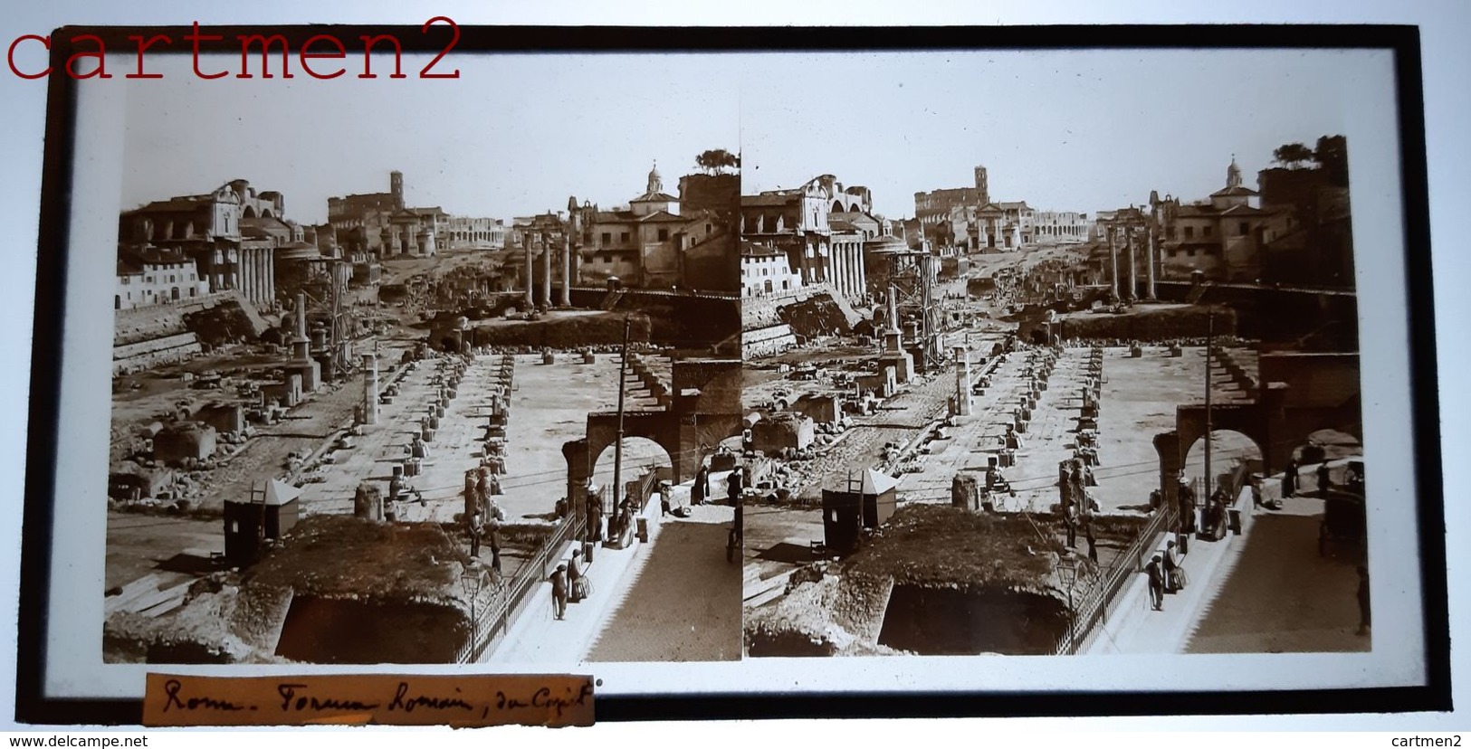 ROMA ROME FORUM ROMAIN 1880 FOTO STEREO PHOTOGRAPHIE STEREOSCOPIQUE PLAQUE DE VERRE ITALIE ITALIA - Photos Stéréoscopiques