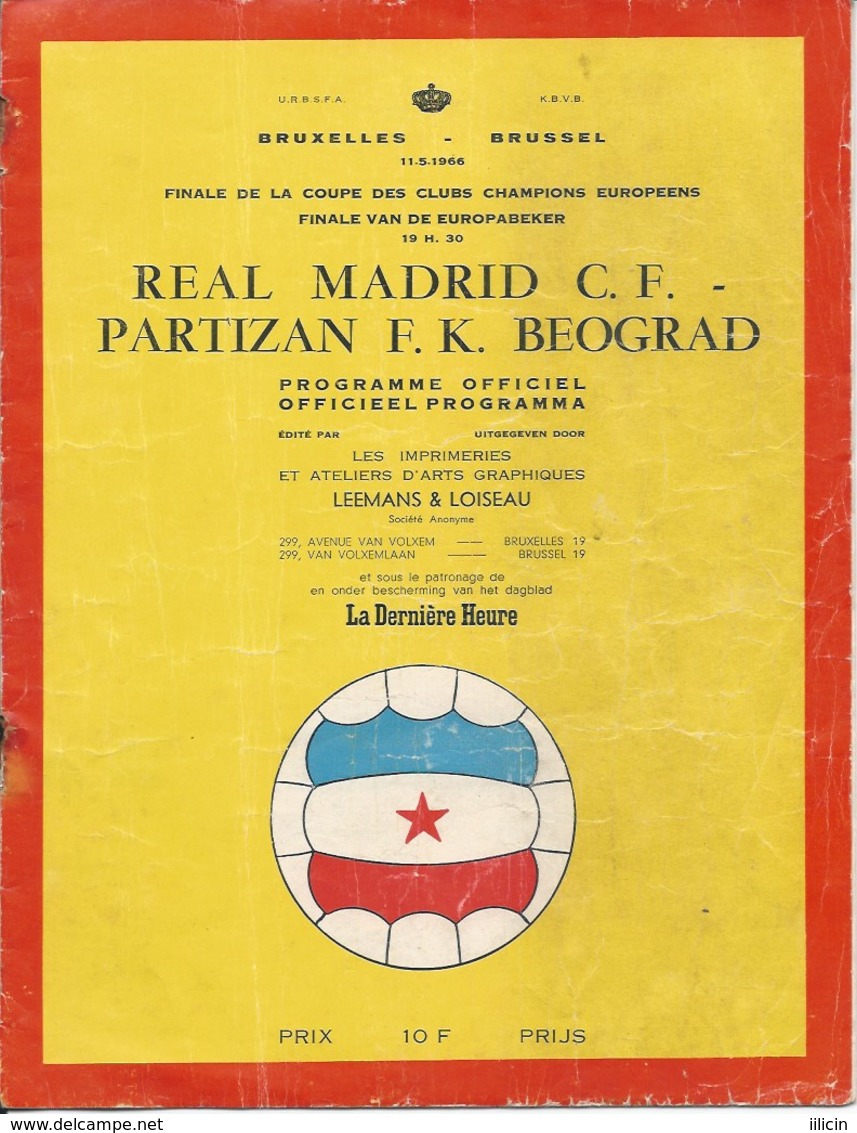 Sport Programme PR000057 - Football (Soccer Calcio): Real Madrid Vs Partizan Belgrade 1966-05-11 - Programs