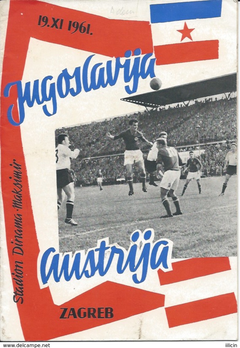 Sport Programme PR000061 - Football (Soccer Calcio): Yugoslavia Vs Austria 1964-11-19 - Programs