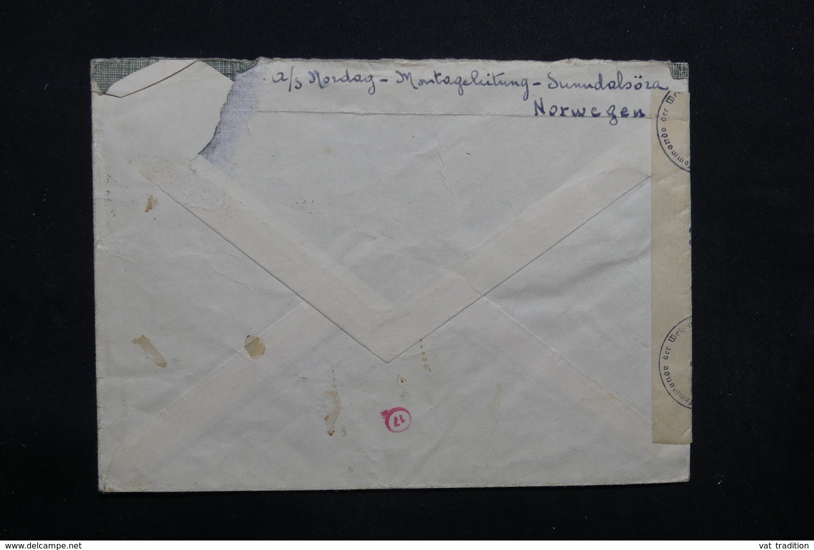 NORVÈGE - Enveloppe De Sunndalsöra Pour Paris En 1942 Avec Contrôle Postal , Affranchissement Plaisant - L 32742 - Lettres & Documents